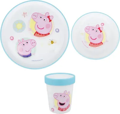 Produktbild von Peppa Wutz Pig George Kinder Geschirr-Set 3 teilig Becher Teller Schüssel