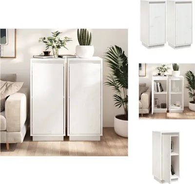 Immagine prodotto di vidaXL Credenze 2 pz. Bianco 31,5x34x75 cm pino massiccio - Credenze