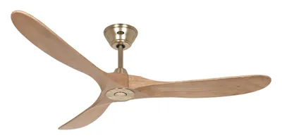 Zdjęcie produktu dla Energooszczędny wentylator sufitowy z pilotem Eco Genuino szczotkowany mosiądz / średni dąb 152 cm
