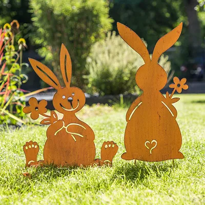 Produktbild von Gartenstecker Hase aus Stahl im Rost-Dekor