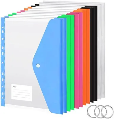 Produktbild von Archiviermap A4, 12 stuks, waterniet doorlatend, uitvouwbaar, drukknoopsluiting, 11-gaats, 6 Farben