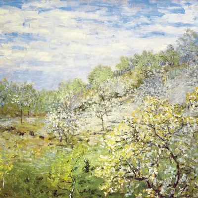 Obrázek produktu pro Claude Monet Art Print Obraz - Kvetoucí jabloně, 1873 (70 x 70 cm)