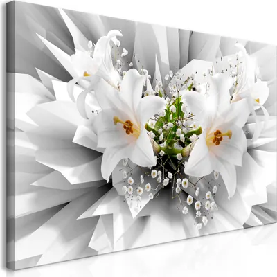 Image de Tableau mural Mega XXXL Fleurs 250 x 125 cm Impression artistique au format XXL en une seule pièce à monter soi-même Tableaux sur toile Tableaux modernes Décoration murale DIY Décoration d'intérieur Lys Effet 3D b-C-0213-ak-e
