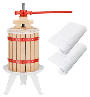 Fruchtpresse 6 l, Handpresse aus Buchenholz, inkl. 3 Tücher