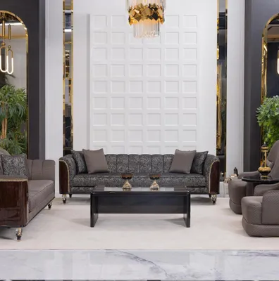 Produktbild von s graues Wohnzimmer-Set weiches Sofa, Kaffeetisch Beistelltisch