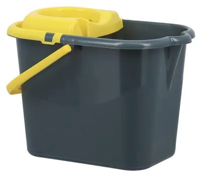 Produktbild von Rechteckiger plastikeimer mit schleuder, 15 l fassungsvermögen - currygrau - Tendance