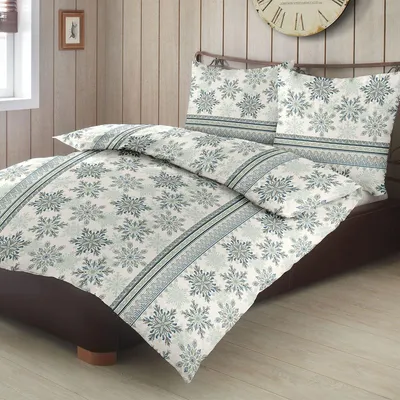 Produktbild von Traumschlaf Feinbiber Bettwäsche Sterne und Schneeflocken blau 135x200 cm + 80x80 cm