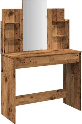 Produktbild von "2026 Promotion" Schminktisch mit Spiegel Altholz-Optik 96x39x142 cm - Schminktische CC31757