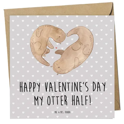 Produktbild von Mr. & Mrs. Panda Glückwunschkarte Otter Valentine - Grau Pastell - Geschenk, Klappkarte, doppelkarte, für Freundin, Frauen, Liebesbeweis, Hochzeitstag, Valentinstag