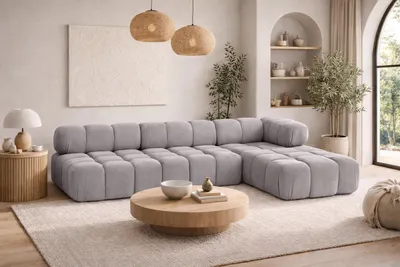 Produktbild von Kaiser Möbel Ecksofa Modulare L-Form, Veloursstoff Salvador, Grau, Rechts, Selia