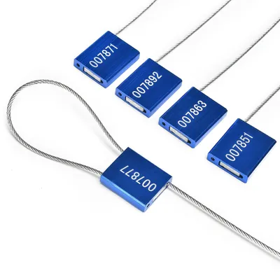 50 Sicherheits-Kabelplomben, manipulationssicher, nummeriert, blau