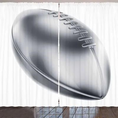 Image de ARANDE Rideau gris, football américain réaliste sur le thème du sport, trophée de la victoire 3D, 280 x 225 cm, gris clair, blanc