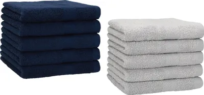 Zdjęcie produktu dla Zestaw 10 ręczników dla gości Betz, 30 x 50 cm, PREMIUM, 100% bawełna Kolor: granatowy i srebrnoszary