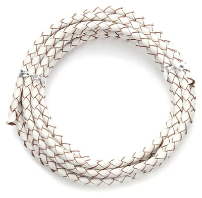 Immagine prodotto di Corda in pelle, design intrecciato, compatibile per entrambi i sessi, BIANCO, 4 mm