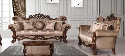 Produktbild von Garnitur Sofagarnitur 3+3 Sitzer Sofas Sofa Luxus Stil Stoff Wohnzimmer Barock