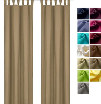 Produktbild von heimtexland ® Dekoschal Baumwolle Uni Gardine Kräuselband Schlaufen Vorhang Blickdicht Natur Typ625 Schlaufenschal HxB 160x125 cm Schlamm