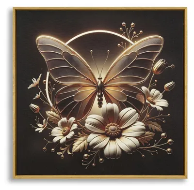Obrázek produktu pro Nástěnný obraz „Butterfly“ od Maura Ferrettiho s LED osvětlením – plátno s rámem 50 x 50 cm
