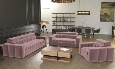 Obrázok produktu pre Furmeb24 Kenno 3+2+1 Lounge-Set Mit Schlaffunktion Rosa