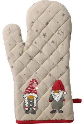 Produktbild von Baumwoll-Ofenhandschuh mit Wichtelmotiv, 31×18 cm