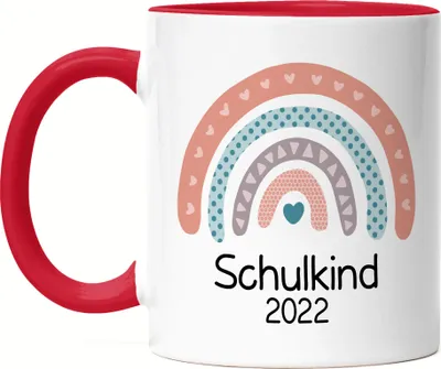 Produktbild von Schulkind 2022 Tasse Rot  Einschulungsgeschenk Grundschule 1. Klasse Schulstart Rosa Mädchen Motiv
