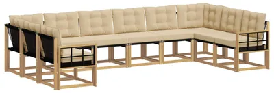 Produktbild von vidaXL Outdoor-Sofagarnitur mit Kissen 10 pcs Weiß und Beige