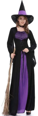 Immagine prodotto di Costume da strega per Halloween, vestito con cappello, taglie dalla S alla XL