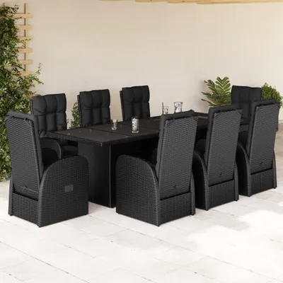 Produktbild von Möbel 9-tlg. Garten-Essgruppe mit Kissen Schwarz Poly Rattan - Gartenmöbelgarnituren 3277641