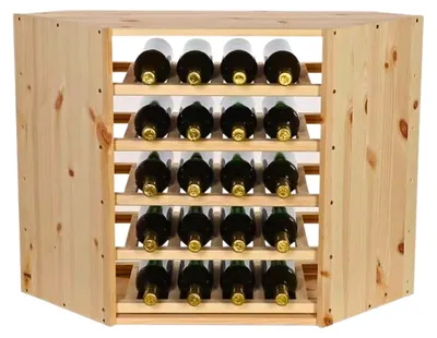 Produktbild von Modulares Weinregal VINCELLAR MOD | HxBxT 60x30x30cm | Eckmodul für 18 Flaschen | Massives Kiefernholz | Natur