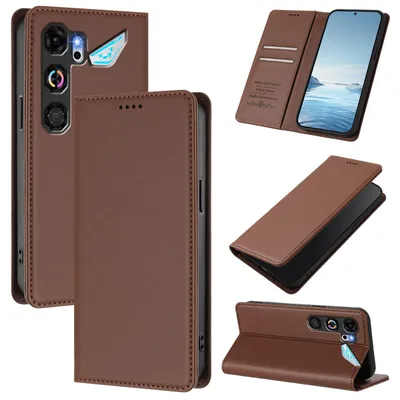 Obrázek produktu pro Kožené pouzdro pro ZTE nubia Neo 5 GT, magnetické flipové pouzdro zPolyuretankůže se stojánkem Hnědá