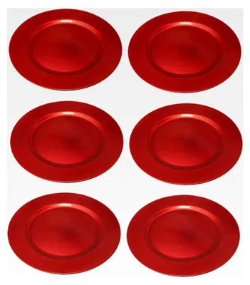 Produktbild von Platzteller Dekoteller 6 Stück Ø 33 cm rot aus wiederverwendbarem Kunststoff