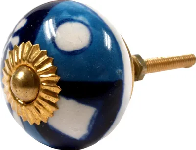Produktbild von Keramik Möbelknopf, Möbelknauf Möbelgriff, Schranktürknöpfe, Möbelknöpfe, Schubladengriff - Modell 76, Blau, 3*4*4 cm, Möbelknöpfe