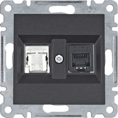 Produktbild von HAGER lumina Steckdose RJ11/12 + RJ45 schwarz WL2213