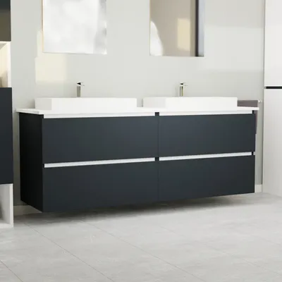 Produktbild von Garlivo Waschbeckenunterschrank GLB-160 Anthrazit mit Schubladen, Badezimmer Waschtischunterschrank hängend , Breite 160 cm, Soft-Close, Push-to-Open/ Tip-On