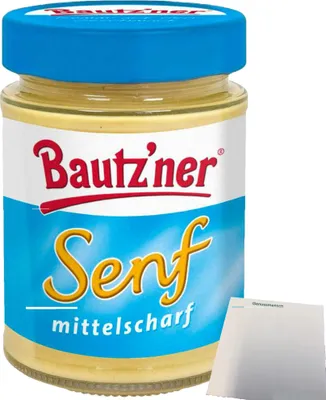 Produktbild von Bautz´ner Senf mittelscharf (250ml Glas) + usy Block