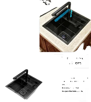 Productafbeelding van Keukenwastafel, roestvrij staal, enkele kom, set-4044CM-NQ