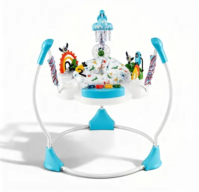 Produktbild von KOMFOTTEU Lauflernhilfe für Babys, Lauflernhilfe in 3 Höhen verstellbar, mit 6 interaktiven Spielzeugen, Licht und Musik und drehbarem Spieltisch, Lauflernhilfe für Babys ab 6 Monaten (blau)