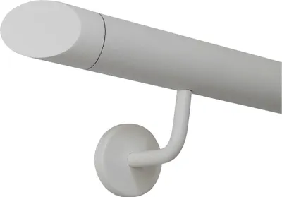 Produktbild von TIBU Handlauf Edelstahl weiß pulverbeschichtet 42,4 mm Geländer innen außen wetterfest, Länge 300 cm mit 4 Halter Enden schräges Endstück