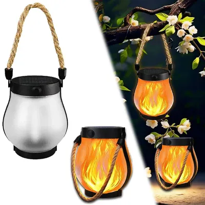 Solar-Vlamlantaarn 2er-Set, Flammeneffekt, IP65, schwarz, 12x12x13 cm