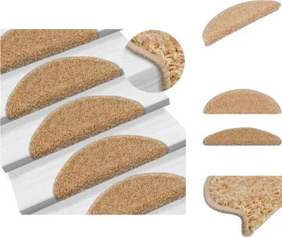 Zdjęcie produktu dla vidaXL Maty na schody 15 szt. Kremowe 56x17x3 cm - Maty na schody