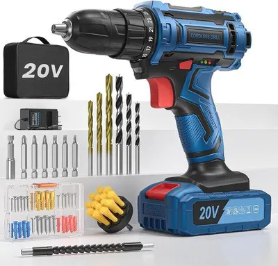 Obrázek produktu pro Akumulátorová vrtačka/šroubovák s 75 příslušenstvím a LED osvětlením – akumulátorová vrtačka se 2 rychlostmi a 25+1 stupni točivého momentu