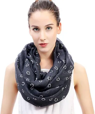 Productafbeelding van Unyqoos® Dames-loopschal – zachte, lichte sjaal met een paardenhoefpatroon, 90 x 180 cm, veelzijdig te dragen en geschikt voor alle seizoenen