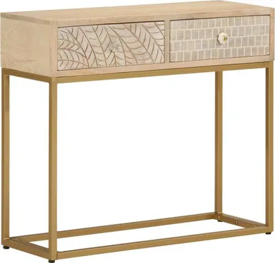 Zdjęcie produktu dla Stolik konsolowy, 90x30x76 cm, lite drewno mango i żelazo