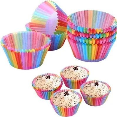 Produktbild von 200 Stück Muffinformen aus Papier 6.8cm Muffinbackform, Muffinform, Backformen, Backförmchen, Cupcake Formen, Bunt Papier Muffin Förmchen