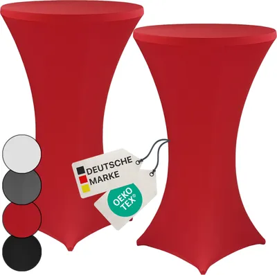 Produktbild von NYVI Stehtischhusse NYVIGala Rot Ø 60-65 cm - 2er Set - Elastische Premium Stretchhussen für gängige Bistrotische & Stehtische - Dehnbarer Tischüberzug