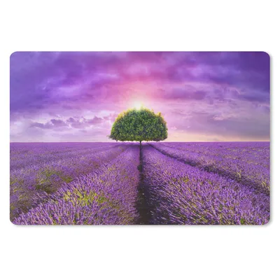 Produktbild von MuchoWow® Schreibtischunterlage Lavendel - Baum - Lila - Wolken 60x40 cm - XXL Mauspad - Großes Mauspad