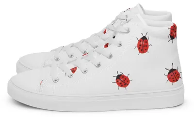 Produktbild von Mr. & Mrs. Panda Damen Schnürschuhe Marienkäfer Design Größe 40 - Weiß - Geschenk, Sneaker, Turnschuhe, Stoffsneaker, Muster, Aquarell, Damenschuhe, Grüne Punkte