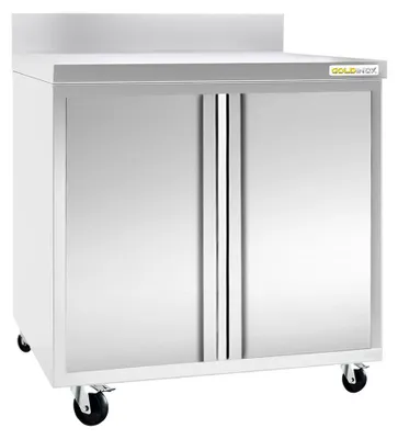 Produktbild von Edelstahl-Unterschrank, 800 x 700 mm, mit Rollen, - GOLDINOX