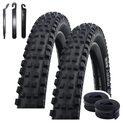 Zdjęcie produktu dla 2 opony rowerowe Schwalbe Magic Mary Performance Addix, rozmiar 29 x 2,40 (62-622), kolor czarny + 2 dętki Schwalbe AV19 oraz zestaw do montażu opon