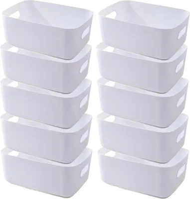 Productafbeelding van Famanu set van 10 multifunctionele opbergboxen van kunststof met handgrepen - verschillende maten