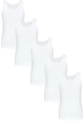Produktbild von TupTam Mädchen Baumwolle Unterhemd 5er Pack Tank Top Ärmellos Kinder, Farbe: Weiß, Größe: 122-128